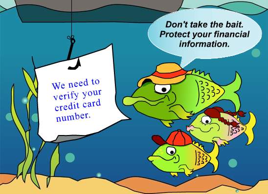 Frame of an animation by the U.S. Federal Trade Commission intended to educate citizens about phishing tactics.